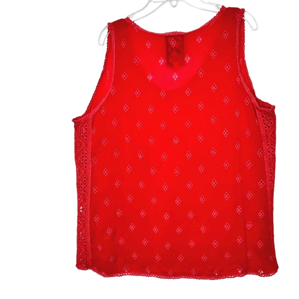 Johnny Was Luanna Eyelet Sleeveless Boho Top Size M Womens Red Cupra Rayon - Picture 4 of 7